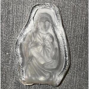Sacred Heart of Jesus Paperweight Decorative Glass Frosted